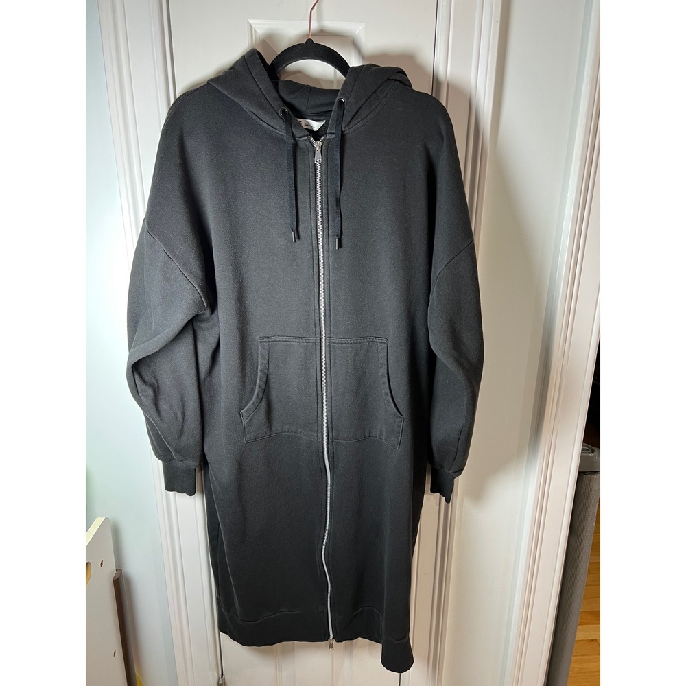 DSG Womens Black Longline Full Zip Hoodie Sweatshirt Dress Large RN104141